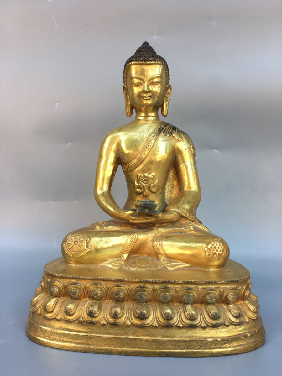 収蔵家蔵・ 銅製・塗金・釋迦牟尼像』具置物・古賞物・古美術品・家族 ...