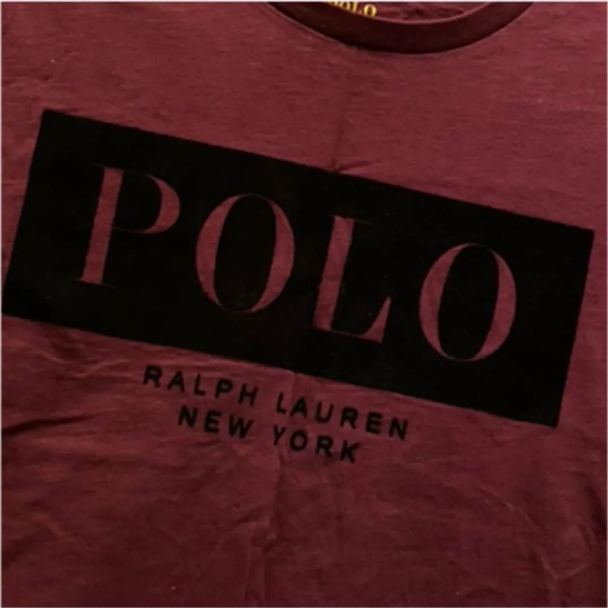 ラルフローレン　POLO Ralph Lauren New York Tシャツ　エンジ色　ベロア