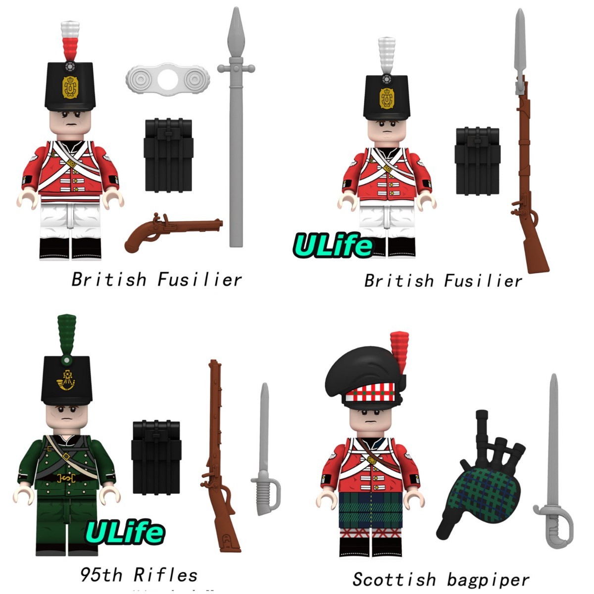 LEGOレゴ互換8体セット ナポレオン戦争ミリタリー英仏戦争ミニフィグ