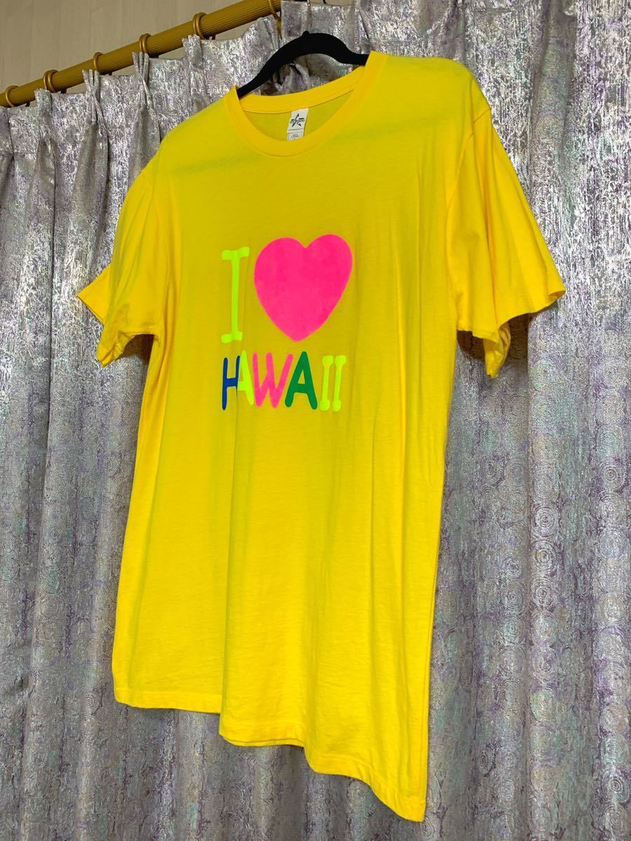 フラダンス Tシャツ ハワイ Hawaii アロハ Aloha Hawaiian ハワイアン シャツ トップス アイラブハワイ パウスカート 黄 ZUMBA ダンス LOVE_画像3