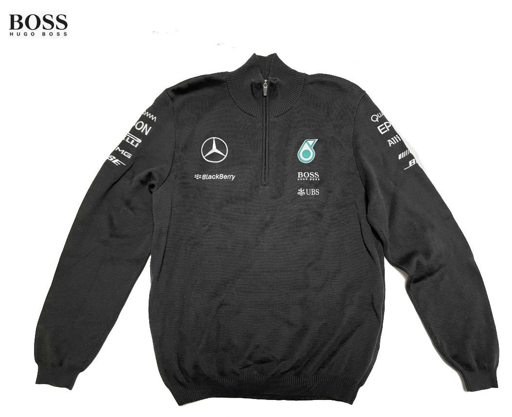 メルセデスAMG 2015支給品　ハーフジップ L 非売品　HUGO BOSS　ハミルトン　ロズベルグ　ニット　プルオーバー　日本GP_画像1