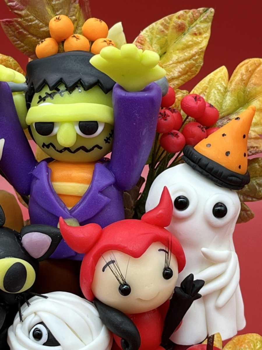 樹脂粘土 ハンドメイド ハロウィン~猫 カボチャ コウモリ マミー