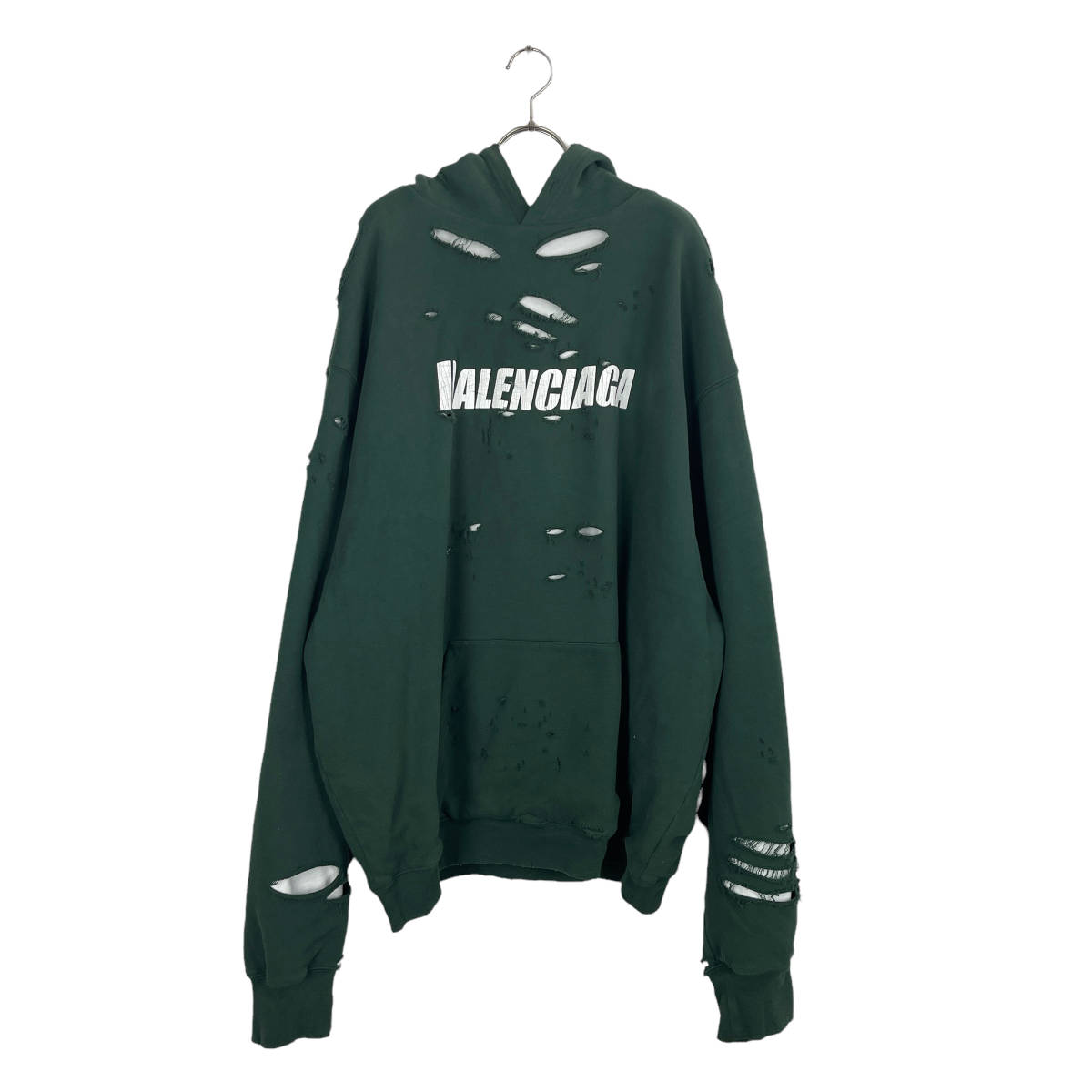 BALENCIAGA (バレンシアガ) DESTROYED HOODIE (green) www.anac-mali.org
