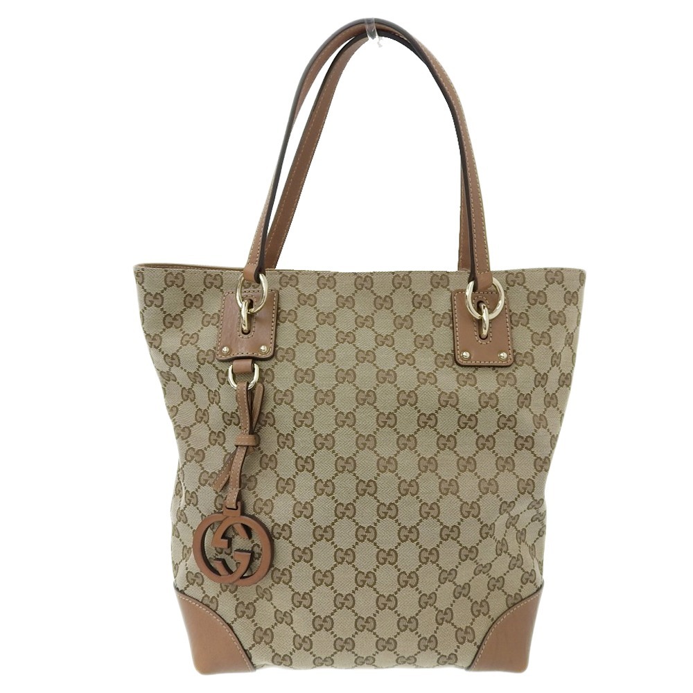 本物保証】 グッチ GUCCI GGキャンバス ハンドバッグ トートバッグ 茶