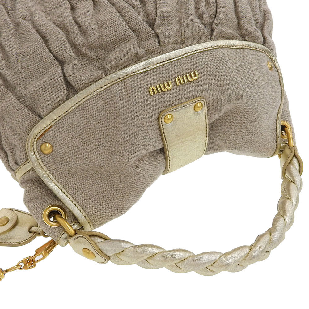 本物保証】 布袋付 超美品 ミュウミュウ MIUMIU マテラッセ ギャザー