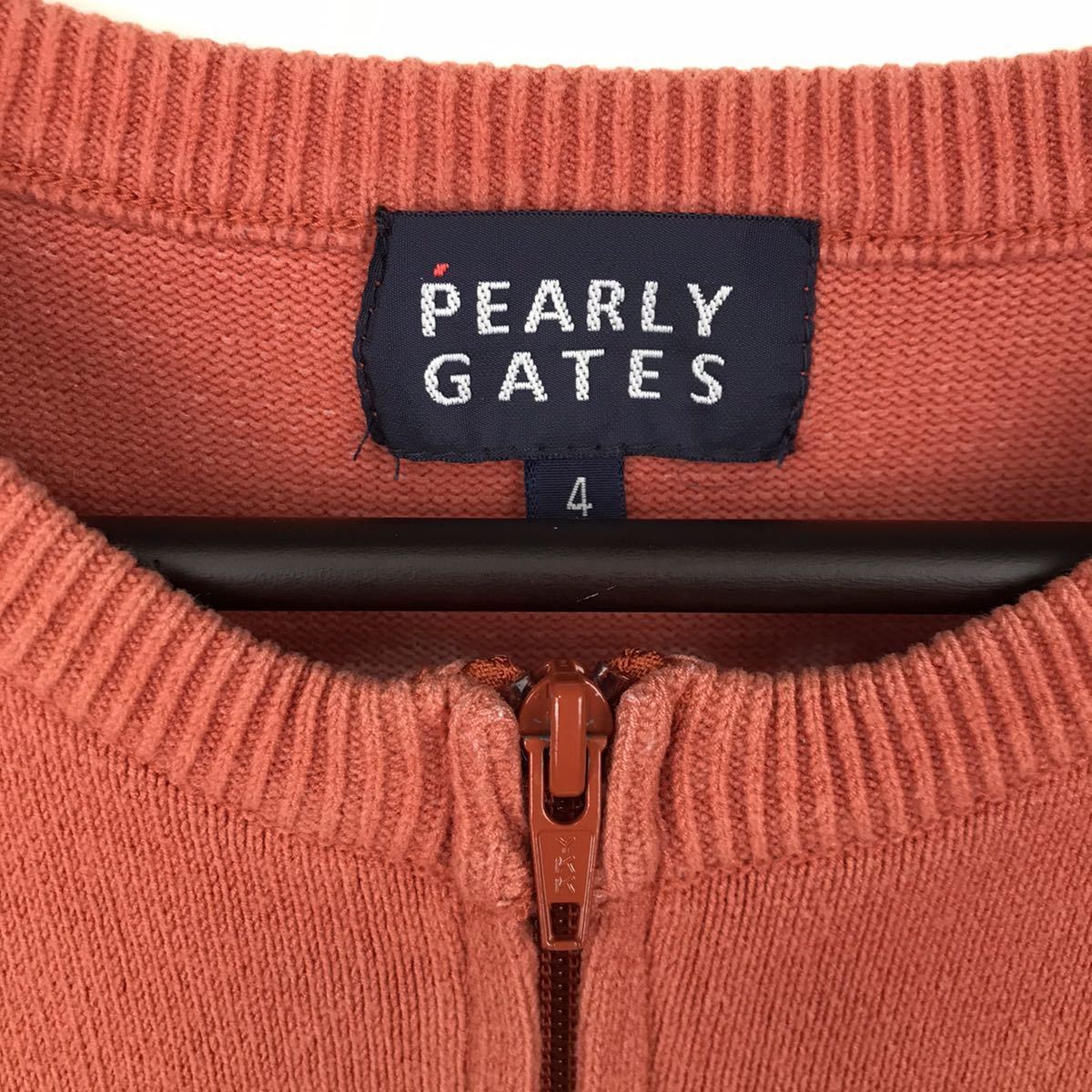 PEARLY GATES パーリーゲイツ メンズ ニット ベスト ノースリーブ フルジップ レッド 赤色 ロゴ 4 Mサイズ 相当 ゴルフ golf スポーツ