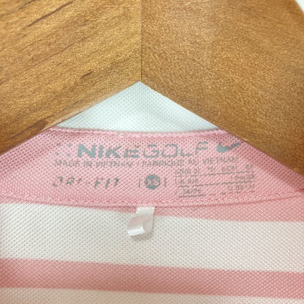 NIKE GOLF ナイキ ゴルフ 吸水速乾 レディース 半袖 ポロシャツ ボーダー ピンク ホワイト XSサイズ golf ゴルフ スポーツ トレーニング