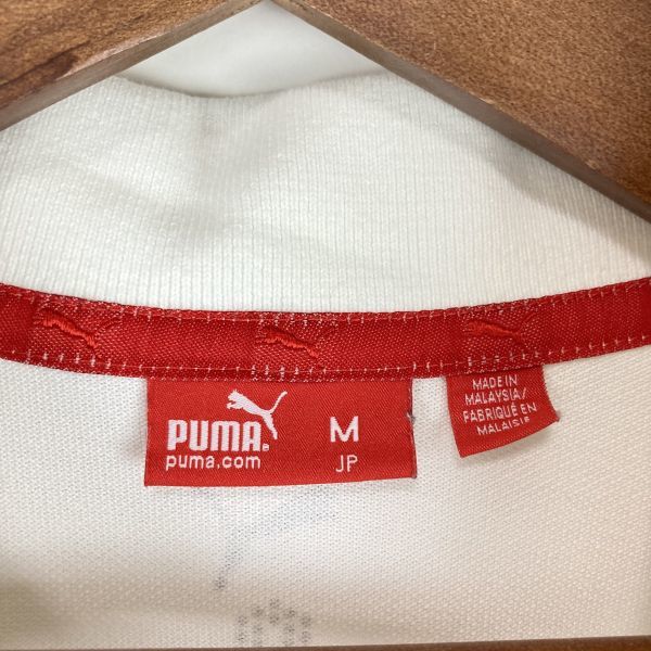 PUMA プーマ 吸水速乾 メンズ 半袖 ポロシャツ トップス ロゴ刺繍 水玉 ホワイト 白色 Mサイズ golf ゴルフ スポーツ トレーニング ウェア