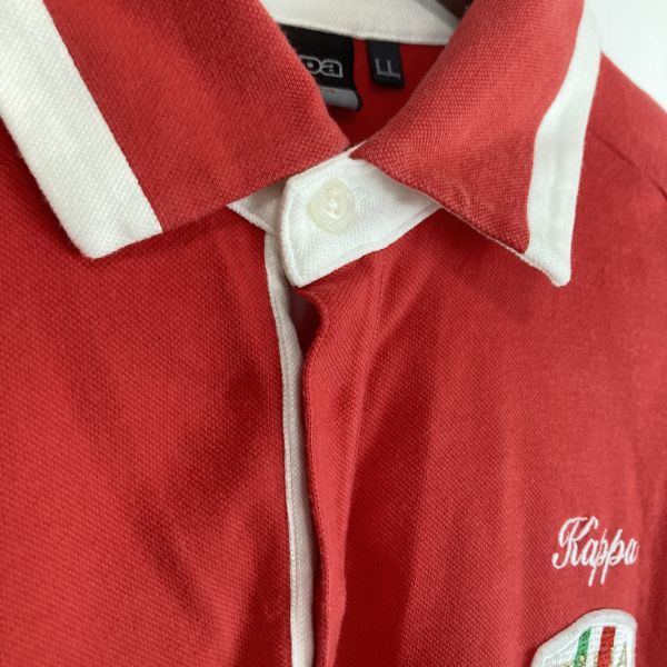 大きいサイズ kappa カッパ メンズ 半袖 ポロシャツ トップス 刺繍 ワッペン 無地 レッド 赤 LLサイズ XL 2L golf ゴルフ スポーツ ウェア