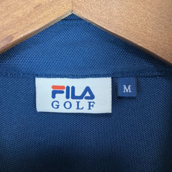 FILA フィラ 吸水速乾 メンズ 半袖 ポロシャツ トップス 刺繍 無地 ネイビー 紺色 Mサイズ golf ゴルフ スポーツ トレーニング ウェア_画像7