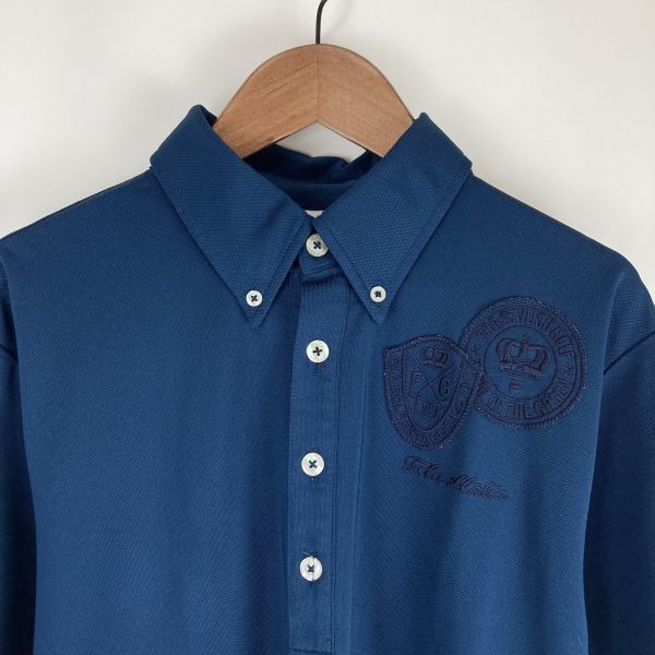 FILA フィラ 吸水速乾 メンズ 半袖 ポロシャツ トップス 刺繍 無地 ネイビー 紺色 Mサイズ golf ゴルフ スポーツ トレーニング ウェア