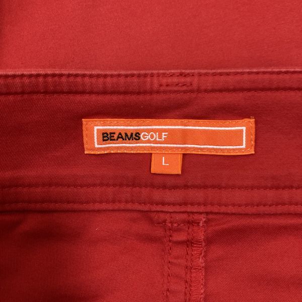 大きいサイズ BEAMS ビームス メンズ ショートパンツ ズボン 無地 レッド 赤Lサイズ 機能素材 golf ゴルフ スポーツ トレーニング ウェア