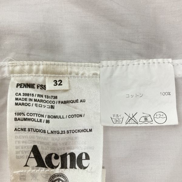 Acne Studios アクネストゥディオズ レディース 半袖 カッターシャツ カジュアル トップス 無地 ホワイト 白色 Mサイズ オフィス シンプル