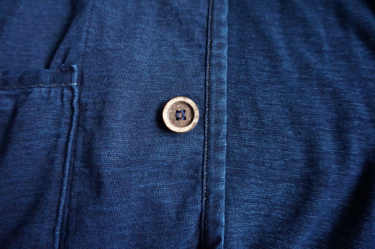 ★21年購入×藍染めの素朴な佇まい◎大ぶりなココナッツボタンも嬉しい シンプル ジャケット★45rpm 45R カーディガン メンズ_画像4