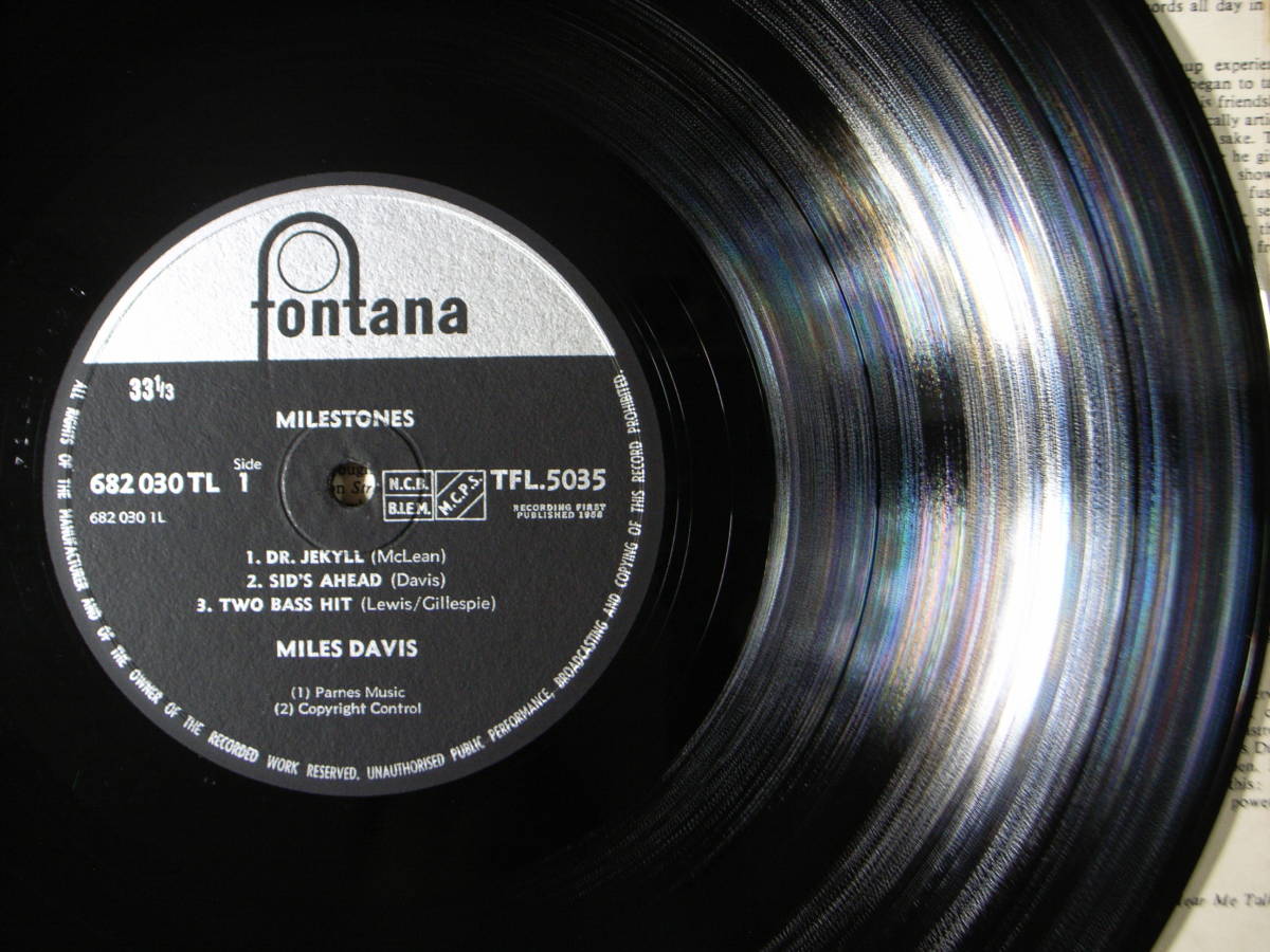 UK初回 Mono 1/1【英】Fontana TFL 5035 Miles Davis Milestones マイルス・デイビス Coltrane, Red Garland, Cannonball ★試聴動画★美盤_画像4
