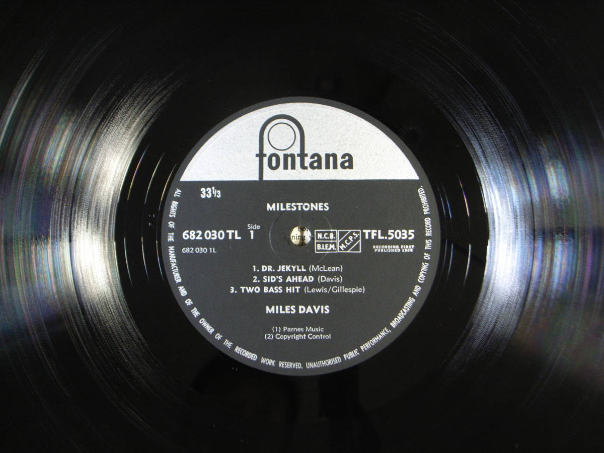 UK初回 Mono 1/1【英】Fontana TFL 5035 Miles Davis Milestones マイルス・デイビス Coltrane, Red Garland, Cannonball ★試聴動画★美盤_画像5