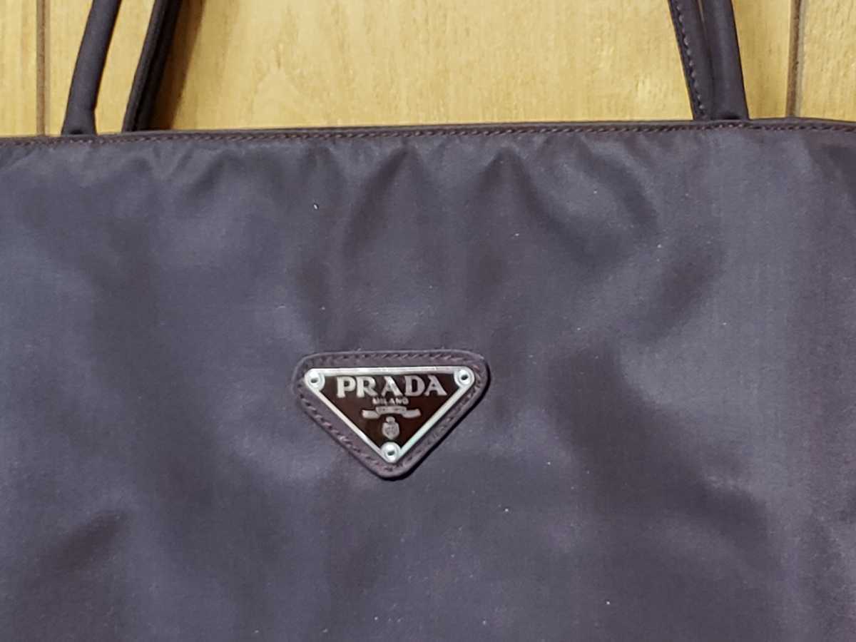 廃盤 レア PRADA プラダ トートバッグ 三角プレート ボルドー ナイロン
