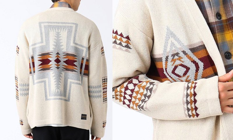 タケオキクチ ☆ PENDLETON ☆ ネイティブ柄 ニット カーディガン カシミヤ　TAKEO KIKUCHI ペンドルトン TK レディース メンズ　M_画像1