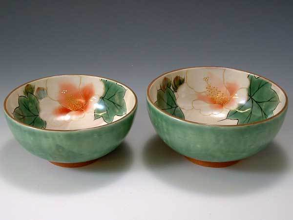 京焼・清水焼 組飯碗 織部芙蓉(おりべふよう) 陶あん トウア347 陶器 