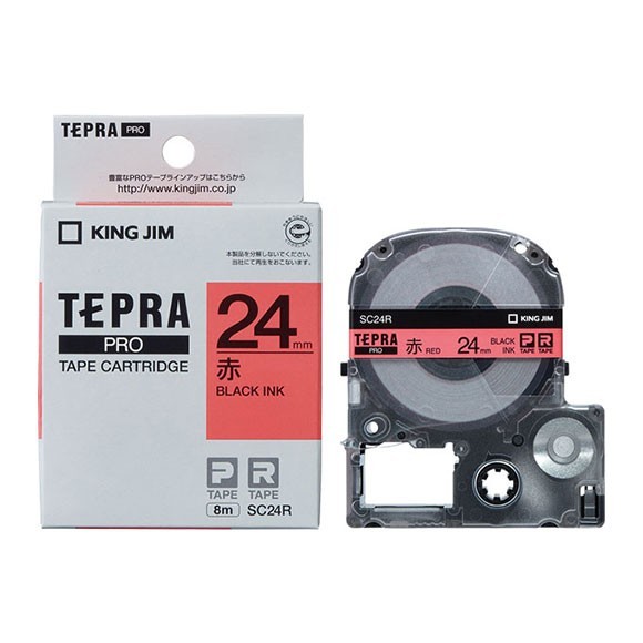【新品/未使用 箱なし】1個 TEPRA PRO テープ SC24R 24mm （パステル・赤・黒文字）テプラ キングジム