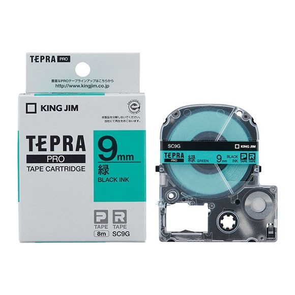 【未使用 送料込み】1個 TEPRA PRO テープ SC9G 9mm （パステル・緑・黒文字） テプラ キングジム