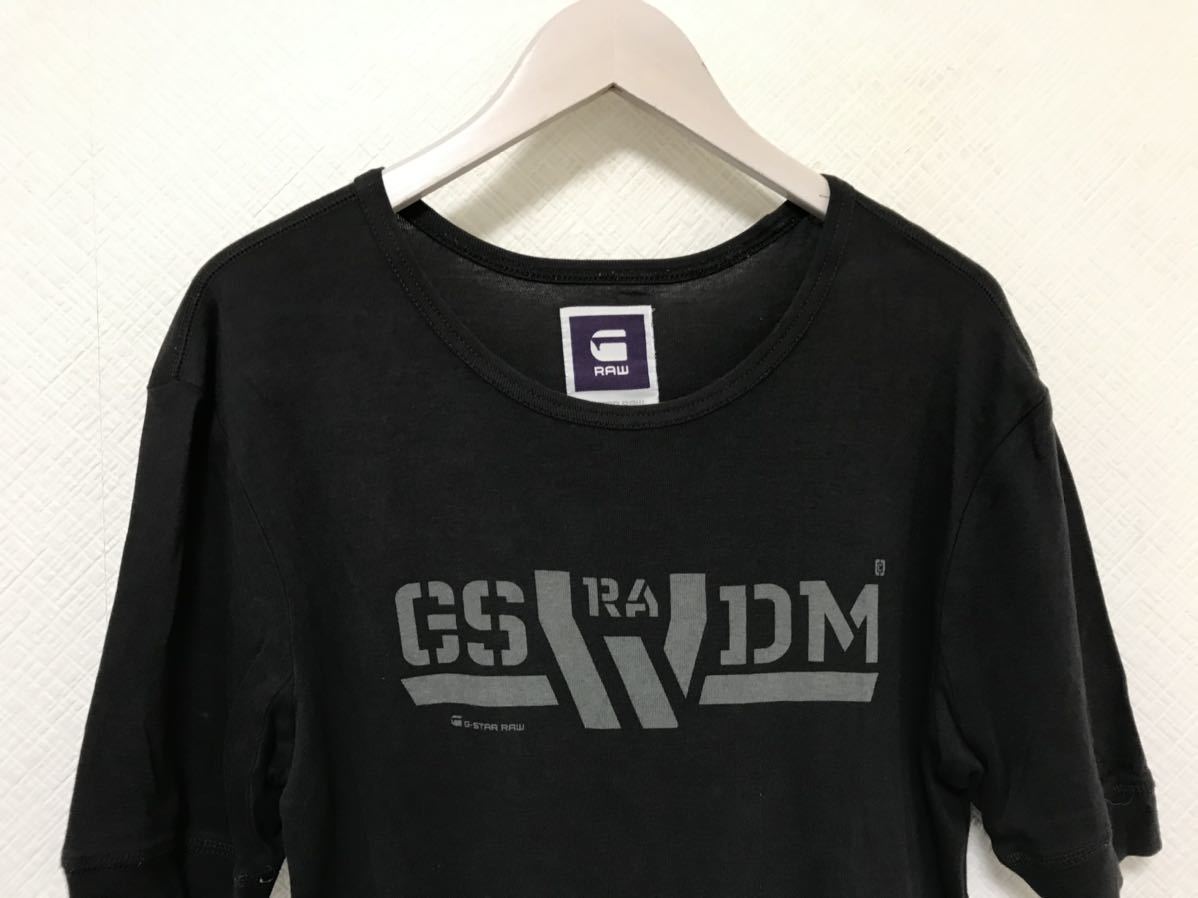 本物ジースターロウGSTAR RAWコットンプリント半袖Tシャツメンズビジネスアメカジミリタリーサーフ黒ブラックL_画像2