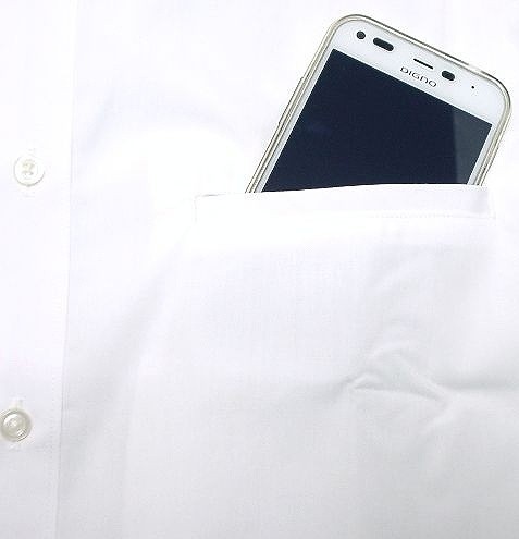 39-82 白◆スマートフォン対応胸ポケット◆ブロード織 ワイドカラー9000-3 Khk_画像4