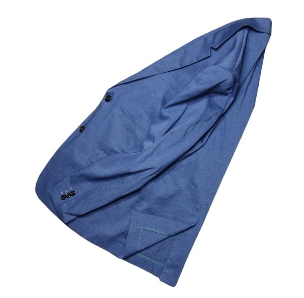 TK 洗練された大人の雰囲気 美品 セオリー Theory ストレッチ テーラードジャケット 素敵な麻リネン混素材 38 青ブルー系 メンズ_画像3