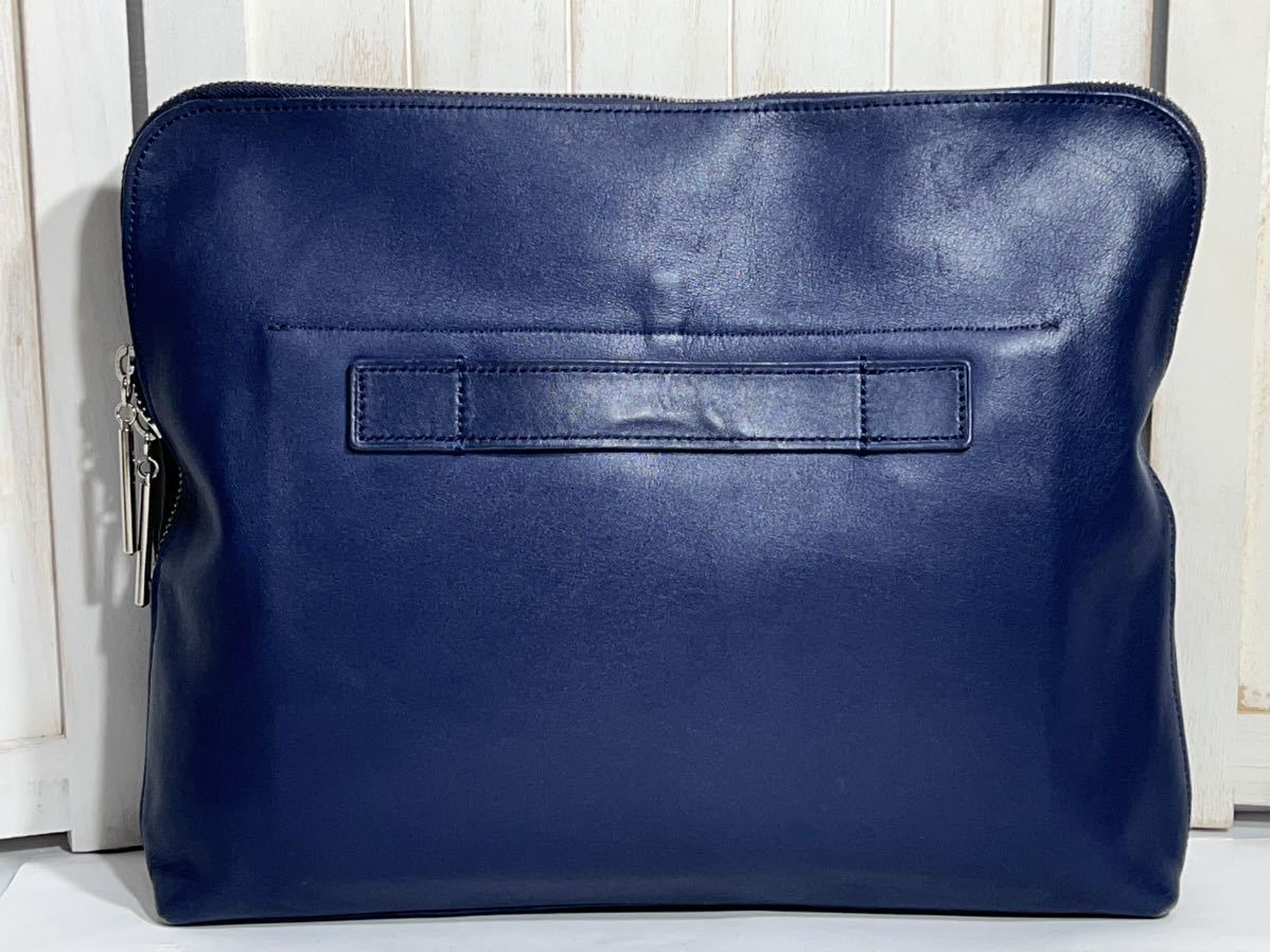 【名品】3.1 Phillip Lim フィリップ リム 大型クラッチバッグ ネイビー 本革フルレザー　紺色　ブリーフケース、ビジネスバッグ 、書類鞄