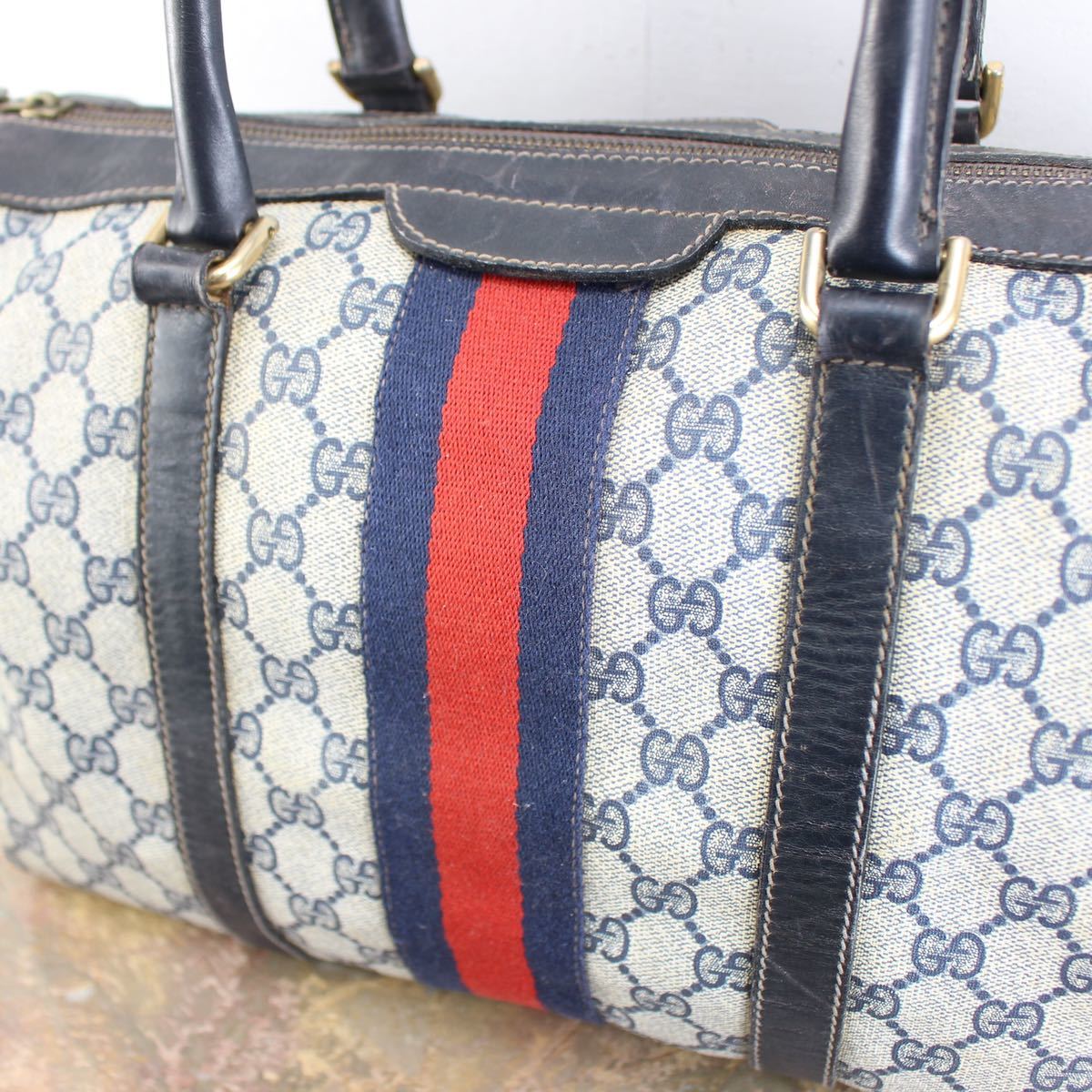 OLD GUCCI SHERRY LINE GG PATTERNED BOSTON SHOULDER BAG MADE IN