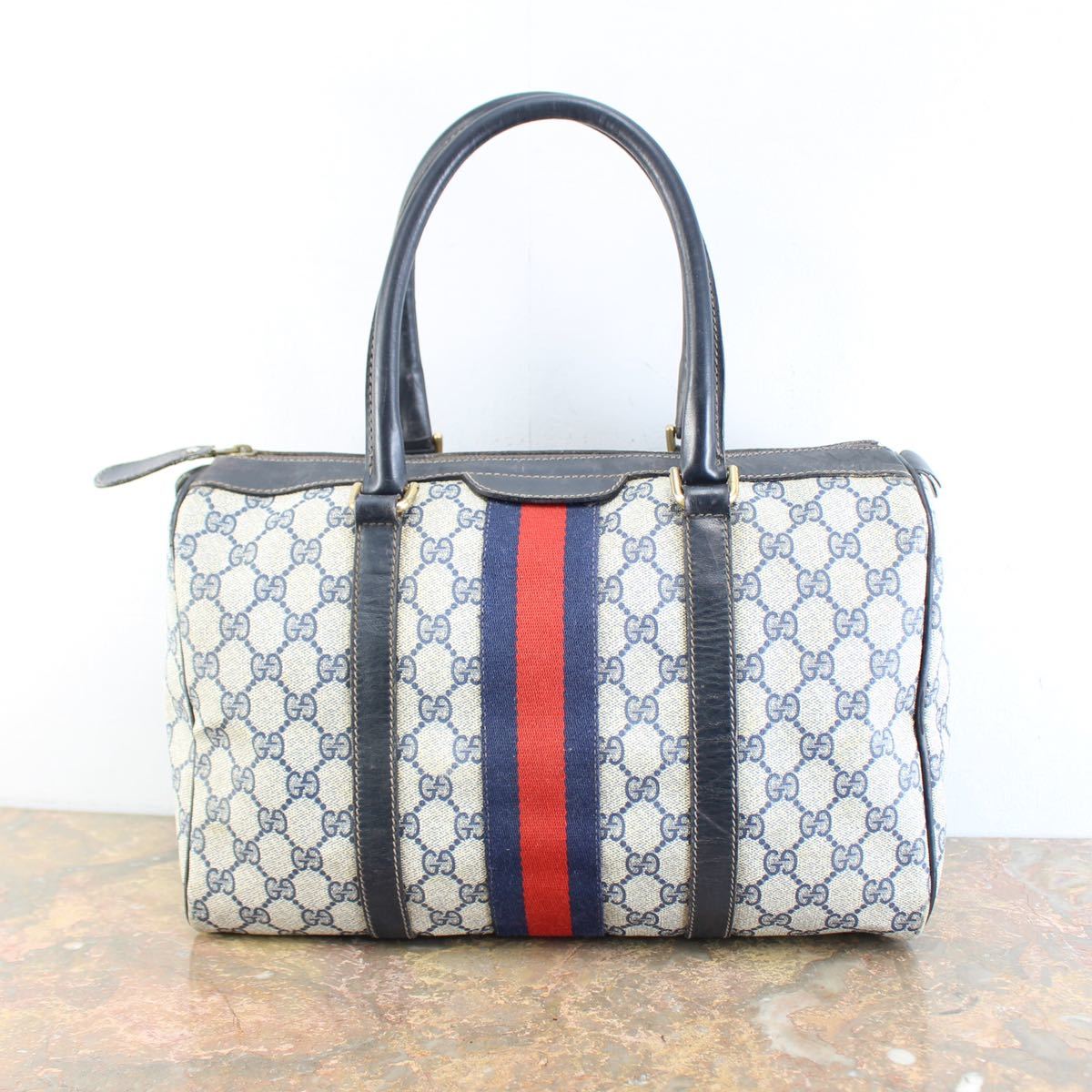 OLD GUCCI SHERRY LINE GG PATTERNED BOSTON SHOULDER BAG MADE IN