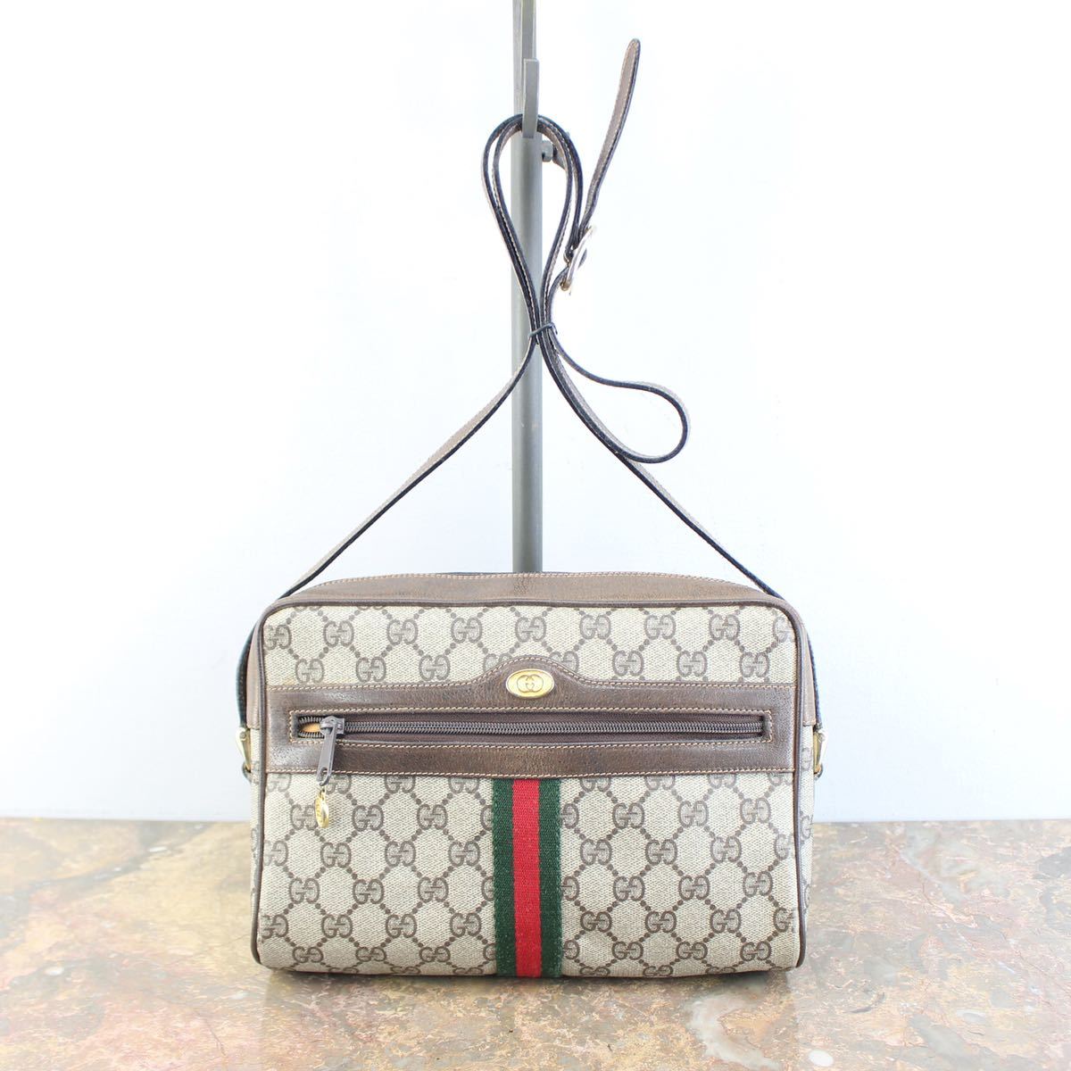 OLD GUCCI GG PATTERNED SHERRY LINE SHOULDER BAG MADE IN ITALY