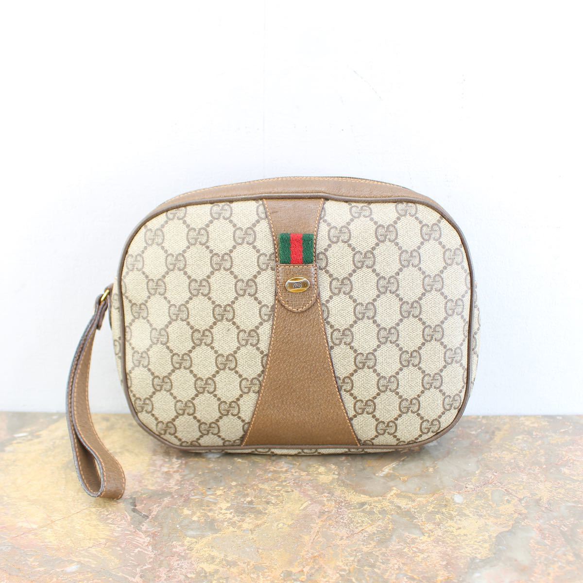 OLD GUCCI SHERRY LINE GG PATTERNED CLUTCH BAG MADE IN ITALY