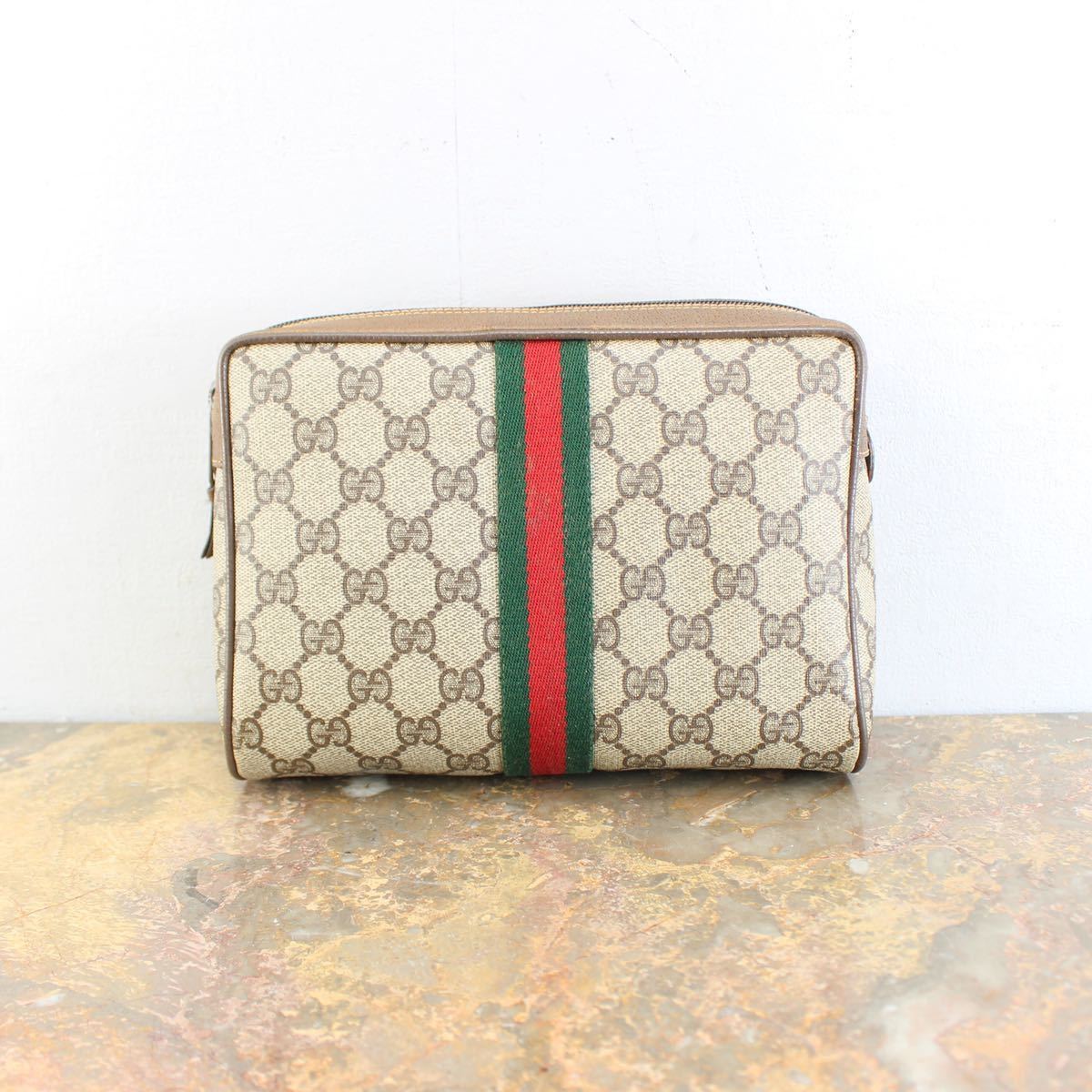 OLD GUCCI SHERRY LINE GG PATTERNED CLUTCH BAG MADE IN ITALY