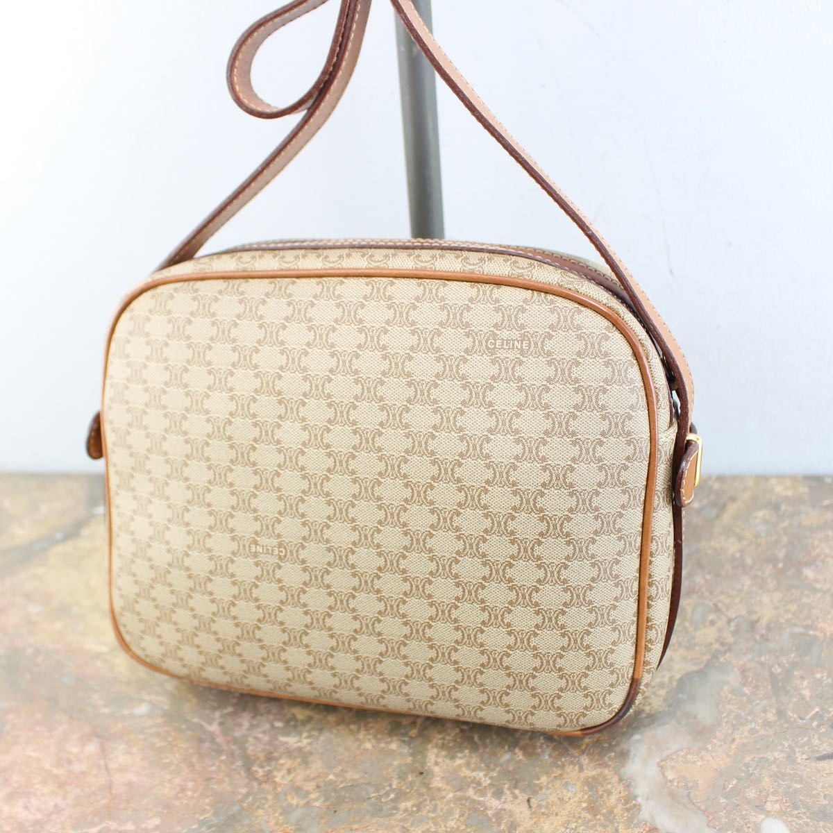 OLD CELINE MACADAM PATTERNED LOGO SHOULDER BAG MADE IN ITALY