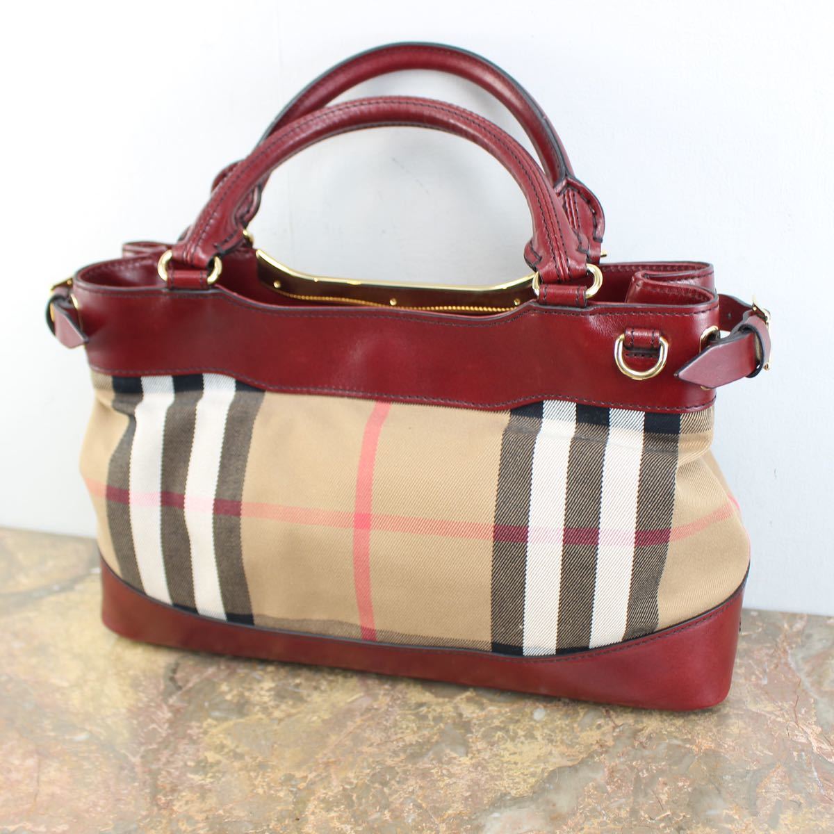 BURBERRY CHECK PATTERNED 2WAY SHOULDER BAG MADE IN ITALY/バーバリーチェック柄2wayショルダーバッグ