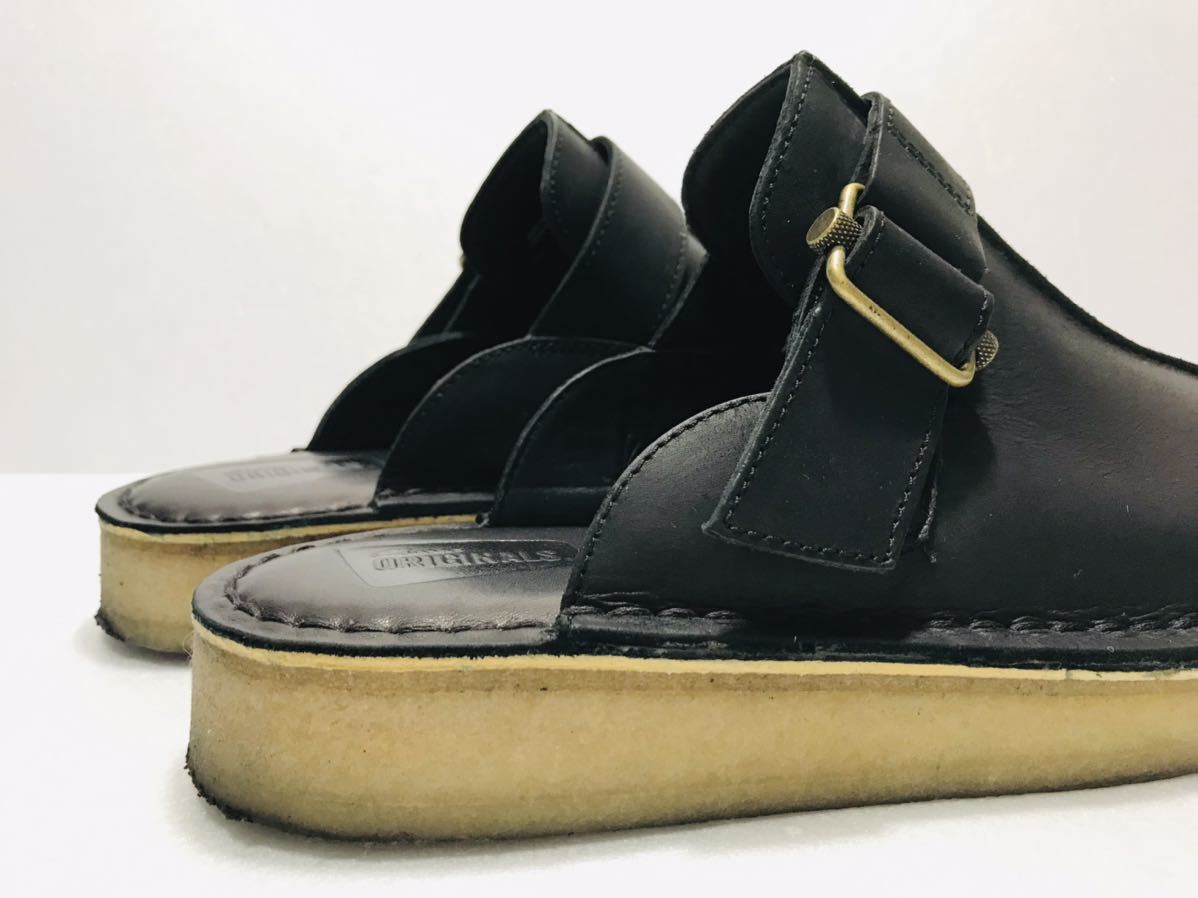 美品!! CLARKS ORIGINALS クラークス TREK MULE BLACK トレック ミュール 黒 ワックス レザー UK 8G US 9M EU 42 CN 260_画像7