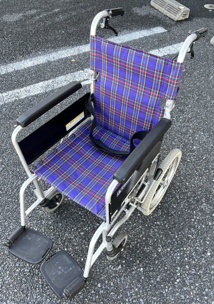 カワムラ KAJ402SB 紫色チェック柄 介助用車椅子 カワムラ KAJ402SB 紫色チェック柄 介助用車椅子 (Yahoo