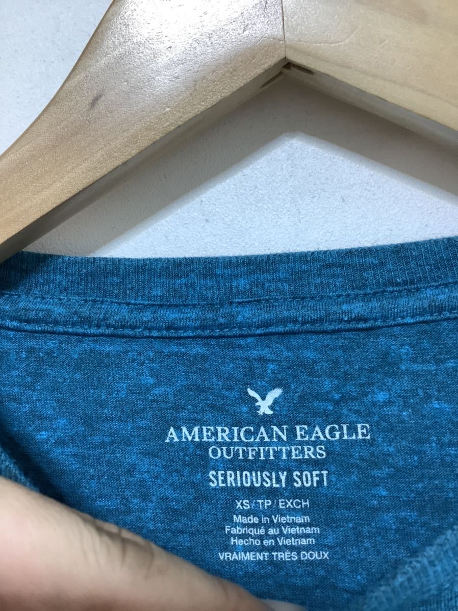 を960 AMERICAN EAGLE アメリカンイーグル 長袖Tシャツ ロンT XS ブルーグリーン SERIOUSLY SOFT_画像3