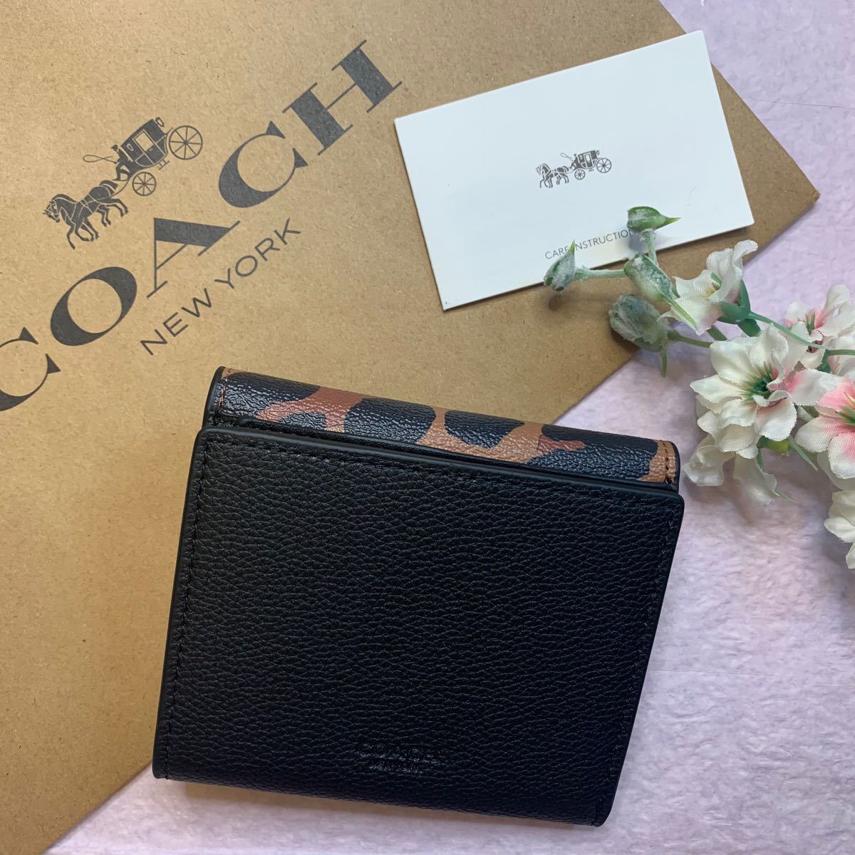 COACH コーチ 折財布 レオパード 馬チャーム 新品 アウトレット