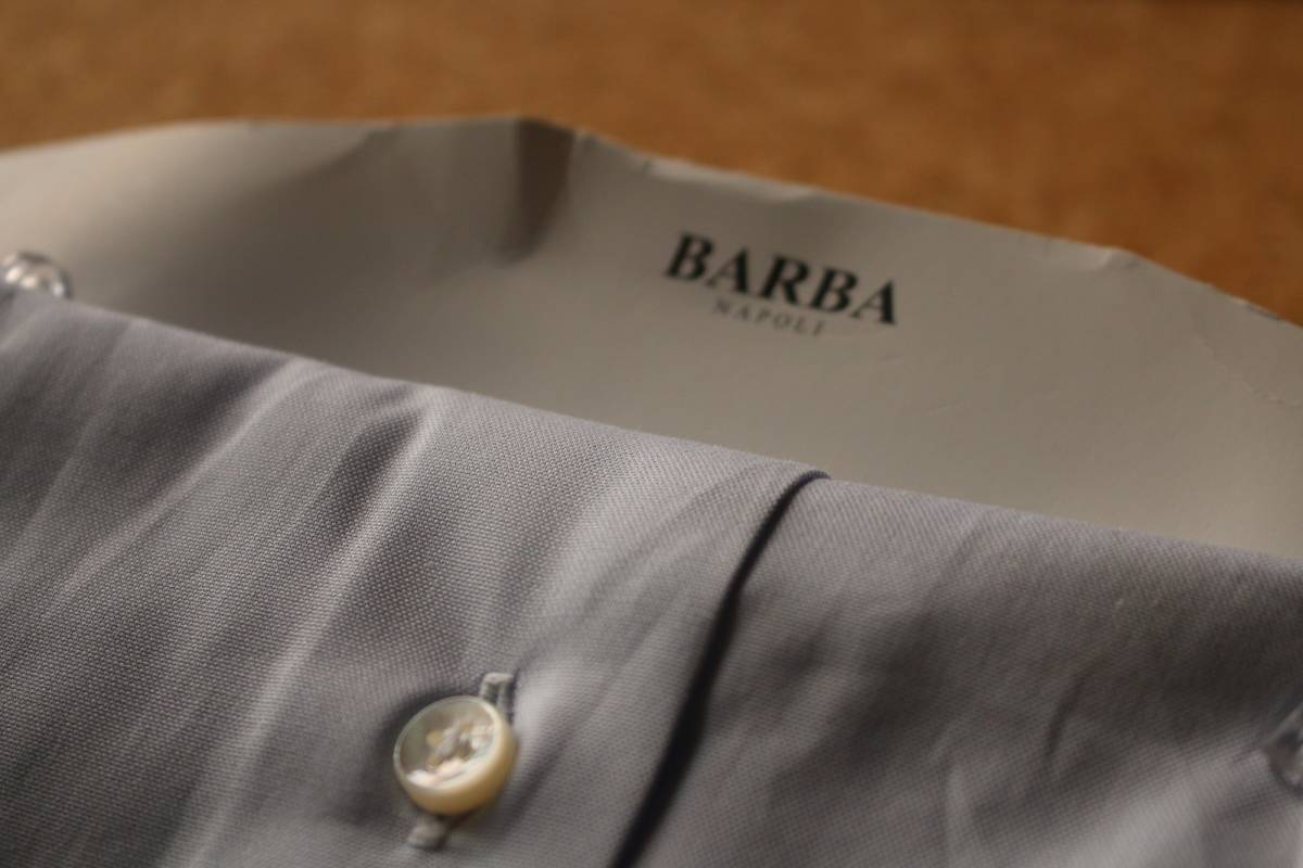 未使用 ナポリ BARBA バルバ ドレスシャツ BLACK LABEL サックスブルー セミワイド 定価41,800円_画像4
