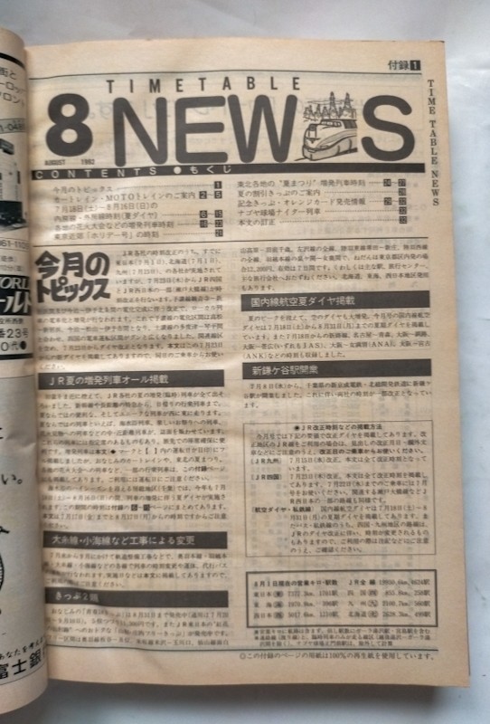 時刻表 B ダイヤ大改正号特集（1982.6〜1992.3） 鉄道 公式サイト より