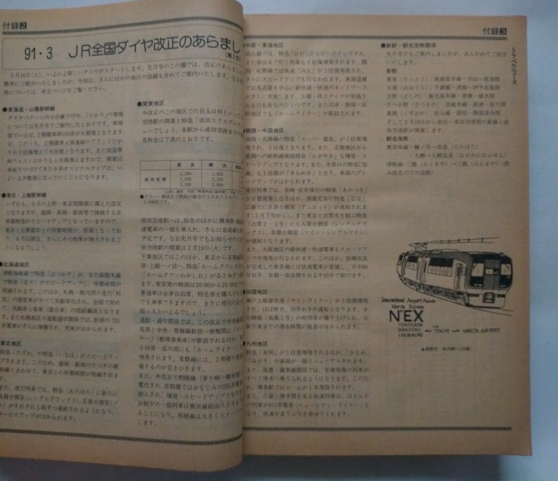 JTB時刻表 1991年3月号　3月16日JR全国ダイヤ改正　春の臨時列車オール掲載　私鉄時刻表　近畿日本鉄道2