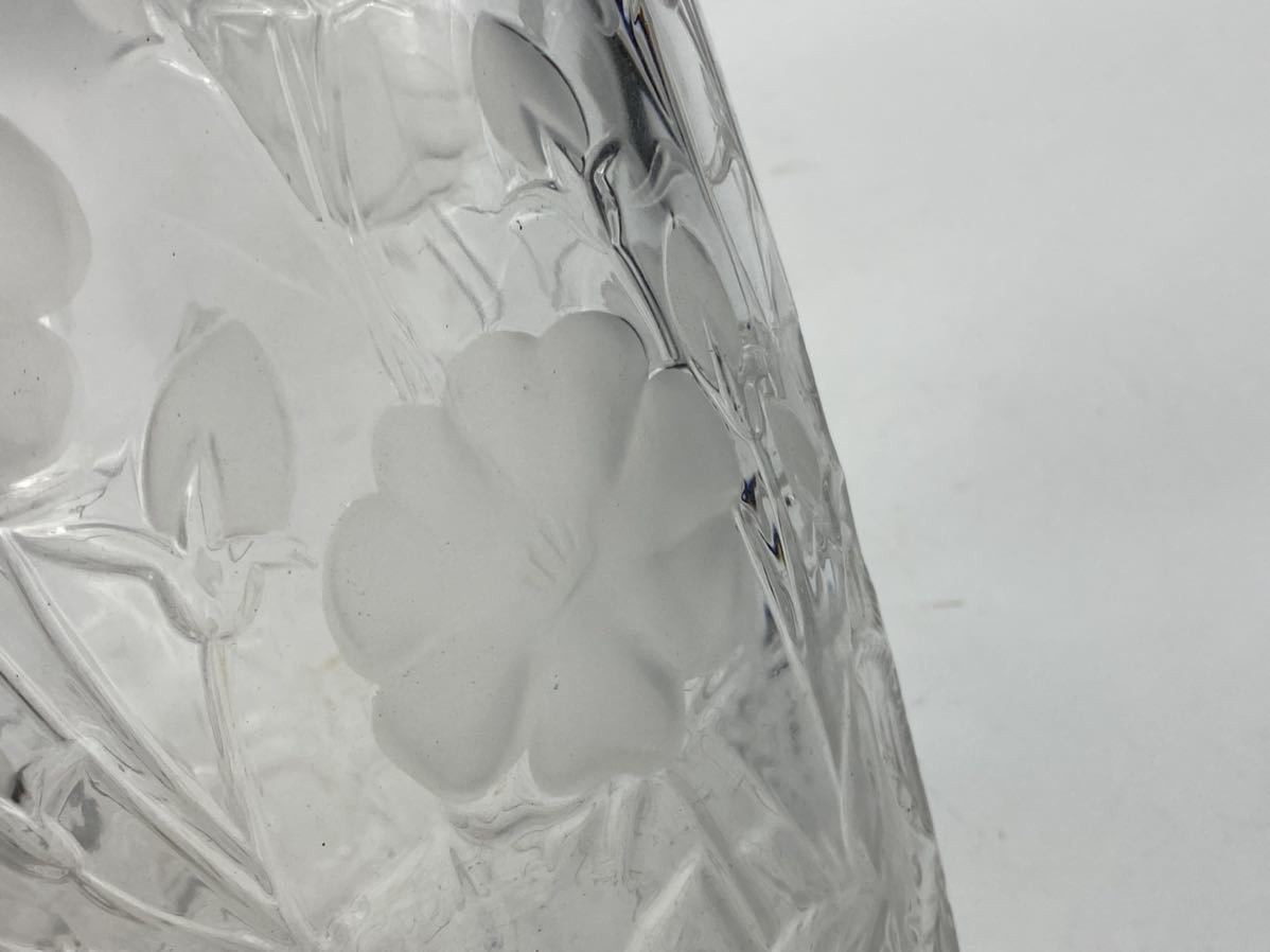 【朝】ノリタケ 花瓶 ガラス Noritake 凹凸作り花紋 ガラス工芸 高27cmの画像8