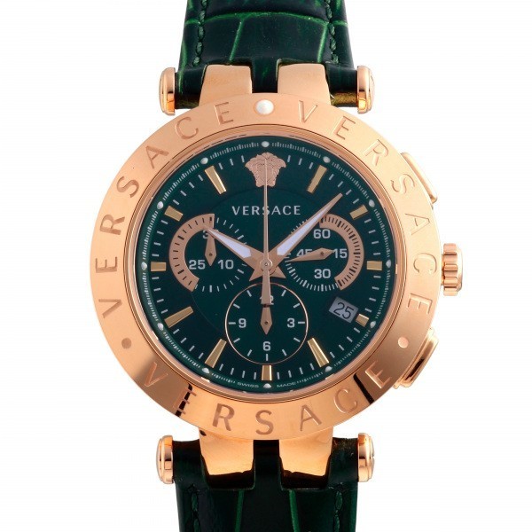 【超特価sale開催】  VERQ00420 クロノグラフ V-レース Versace ヴェルサーチ グリーン文字盤 メンズ 腕時計 新品 ヴェルサーチ
