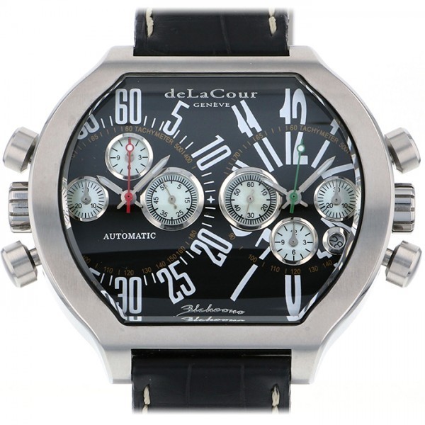 ドゥラクール deLaCour ビクロノ S2 WAST2129-0979 ブラック文字盤 中古 腕時計 メンズ