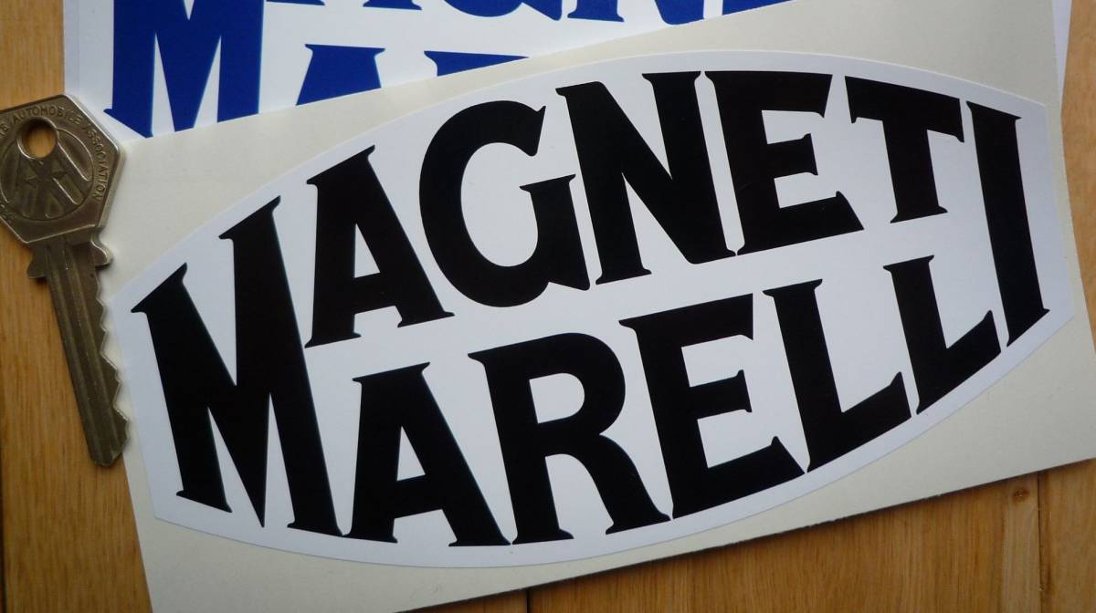 ◆送料無料◆ 海外 マニエッティ・マレリ Magneti Marelli white/Black 160mm 2枚セット ステッカー_画像2