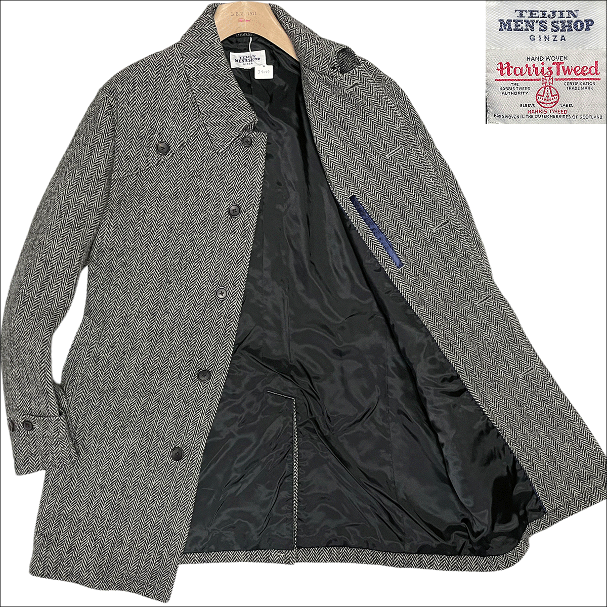 紺×赤 【新品希少XS】BEAMS+ HARRIS TWEEDヘリンボーンステンカラー