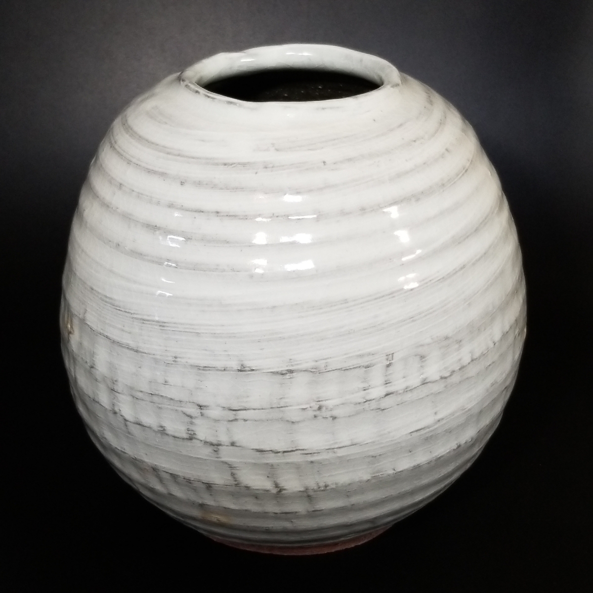 竜01）萩焼　白萩蛍壷　大壷　未使用新品　花入　花瓶　花器　高さ19cm口径8cm_画像3