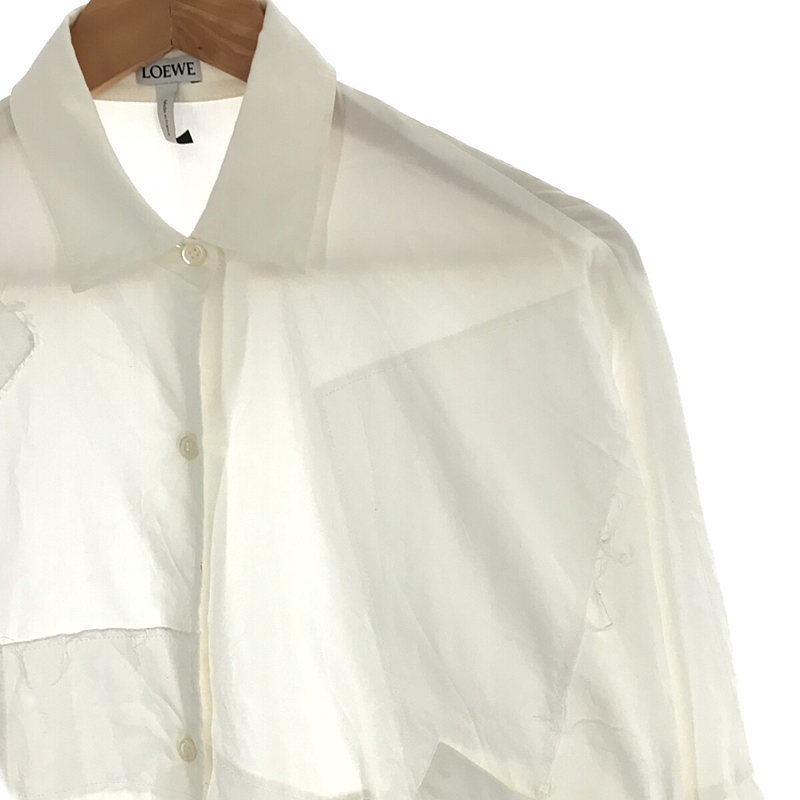 LOEWE / ロエベ | フランス製 コットン パッチワーク ロング シャツ ワンピース ドレス | ホワイト | レディース_画像2